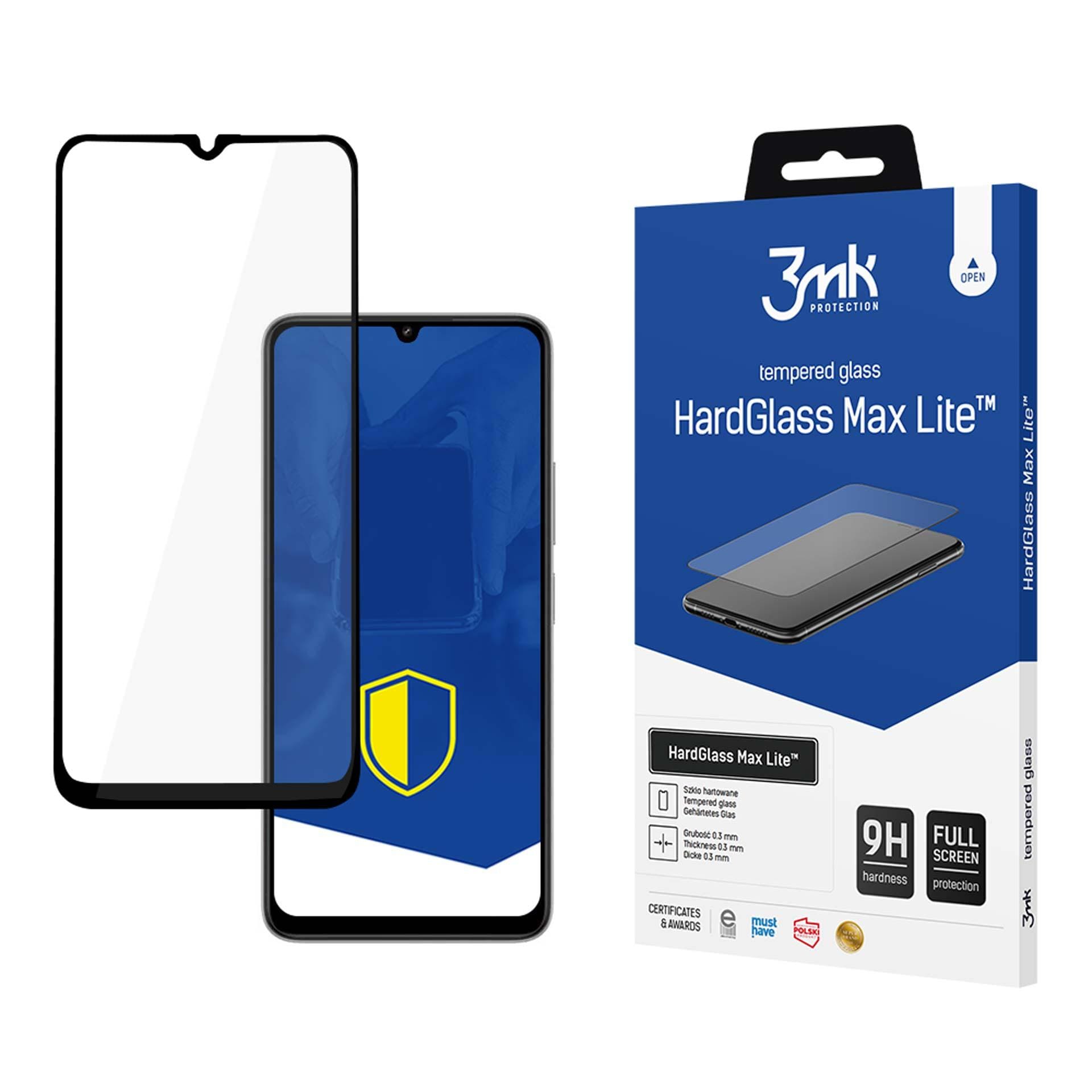 Herdet glass 3mk HardGlass Max Lite med svart ramme til Xiaomi Redmi 13C 5G
