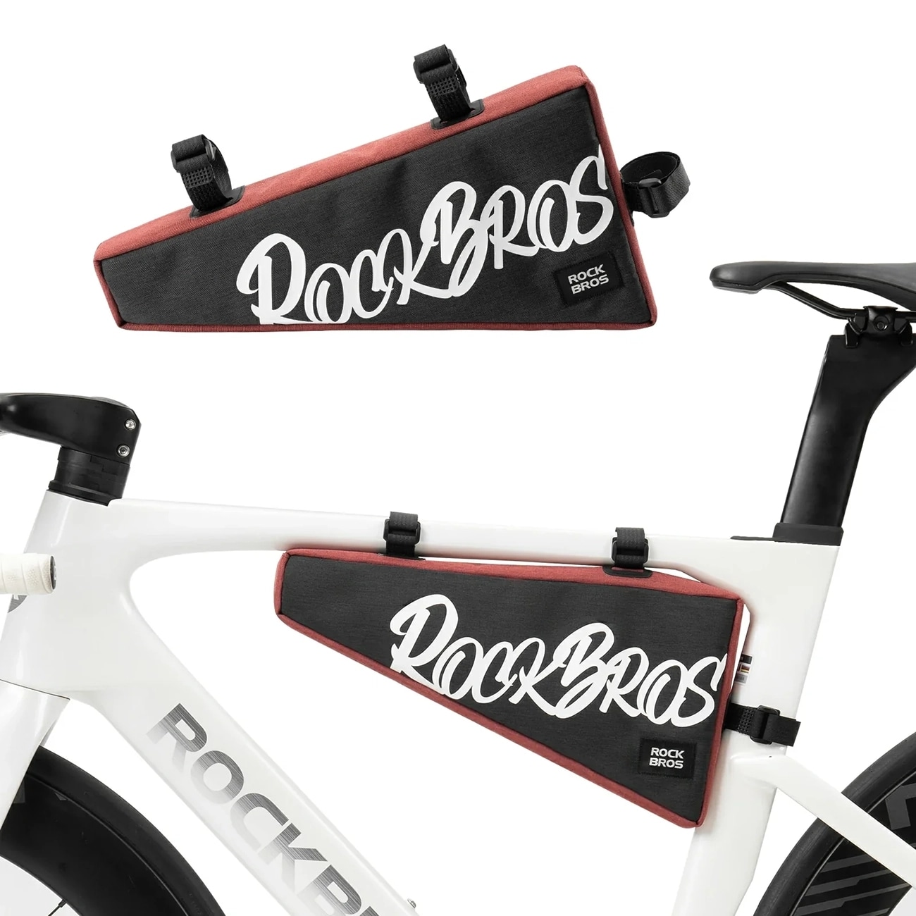 Rockbros G008 Flash Journey sykkelveske med trekantet ramme, XL, 1,9 l – svart og rød