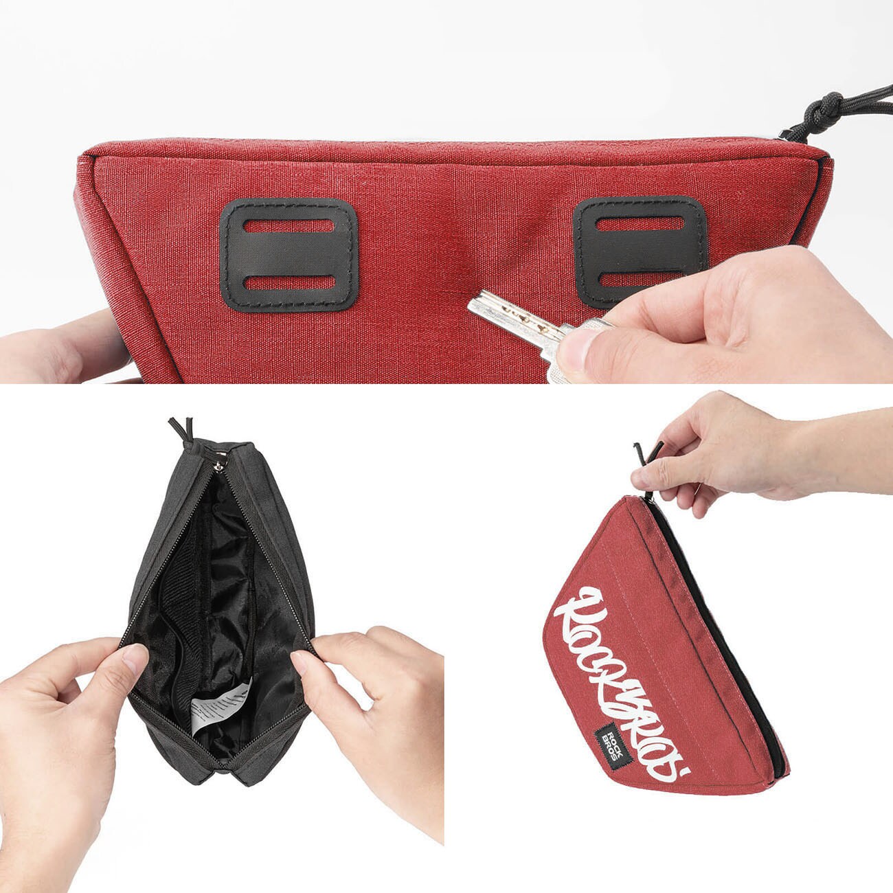Rockbros G011 Flash Journey sykkelveske for trapesformet styre, 0,7 l – rød