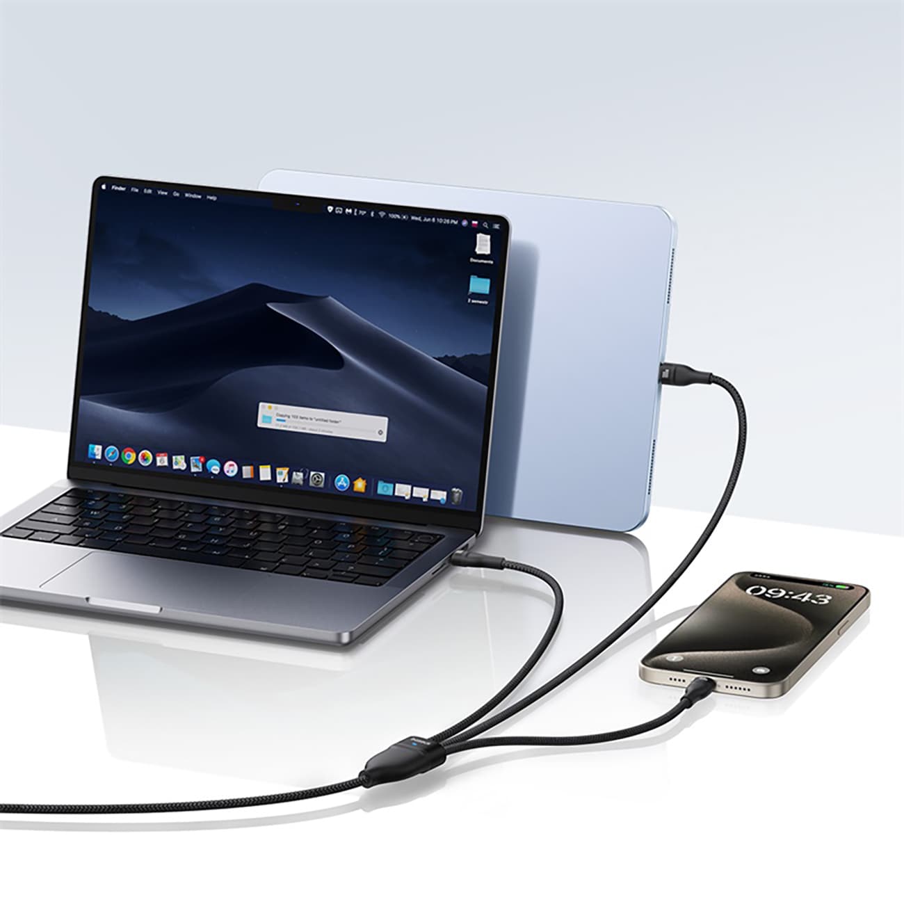 Baseus Flash 100 W 3-i-1 USB-C-kabel, 1,5 m – Svart / PD-kabel / Multikabel