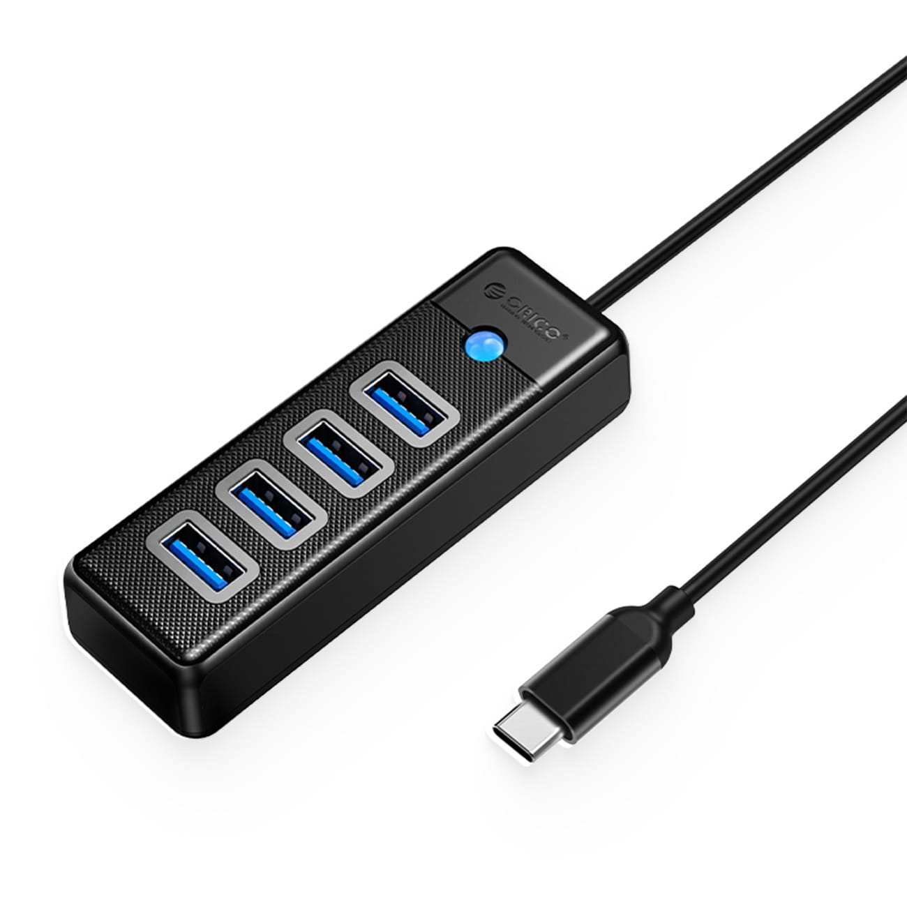 Orico PW4U-C3 USB-hub med 4 USB-A 3.0-porter, 1 m – svart