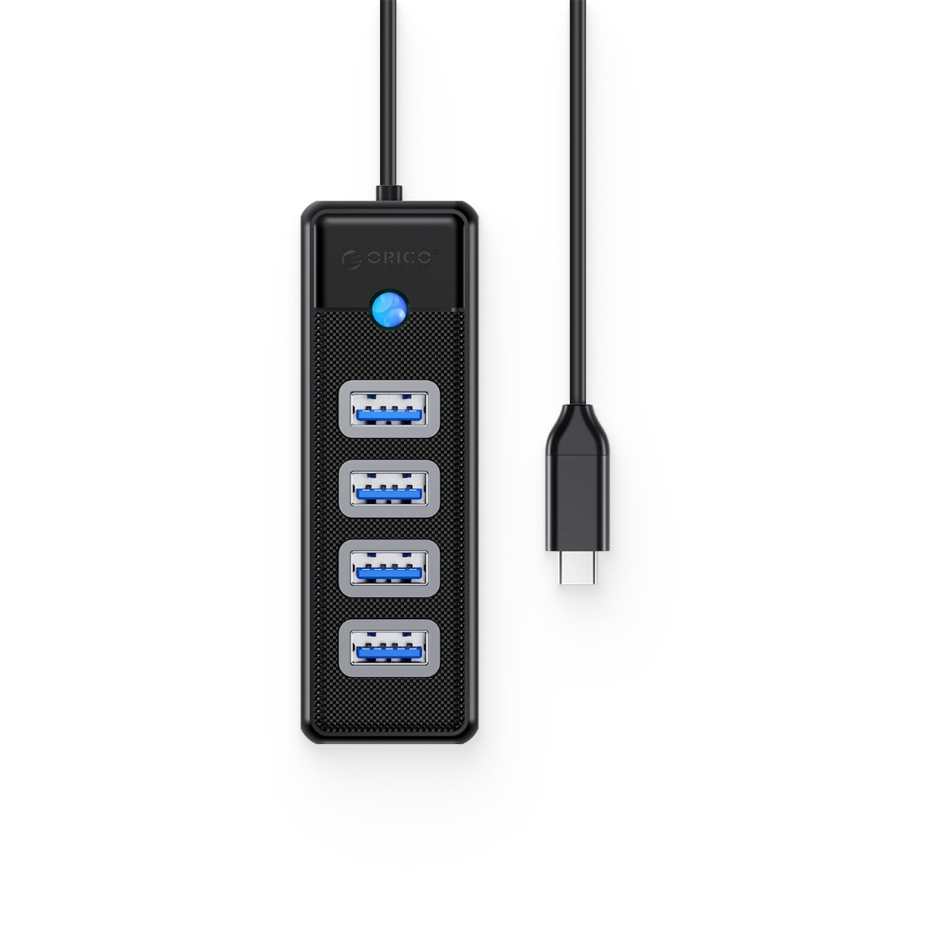 Orico PW4U-C3 USB-hub med 4 USB-A 3.0-porter, 1 m – svart