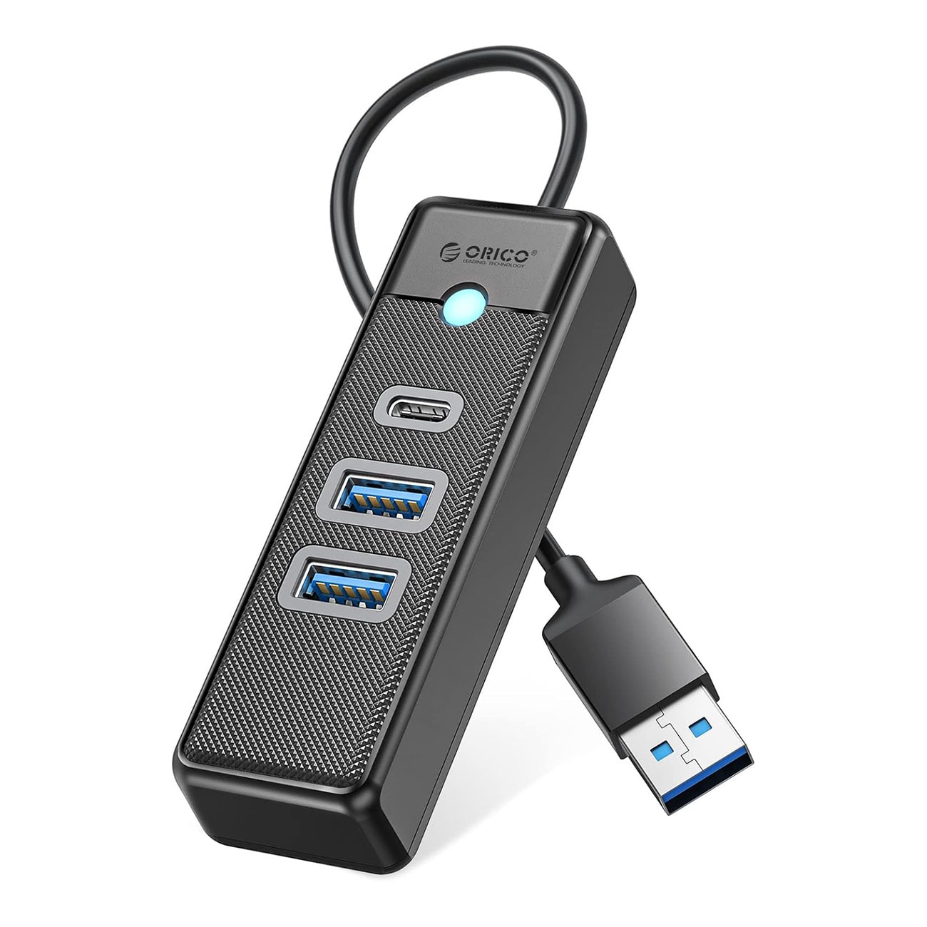 Orico PWC2U-U3 USB-hub med 3 porter: 2x USB-A 3.0, 1x USB-C 3.0, 1 m – svart