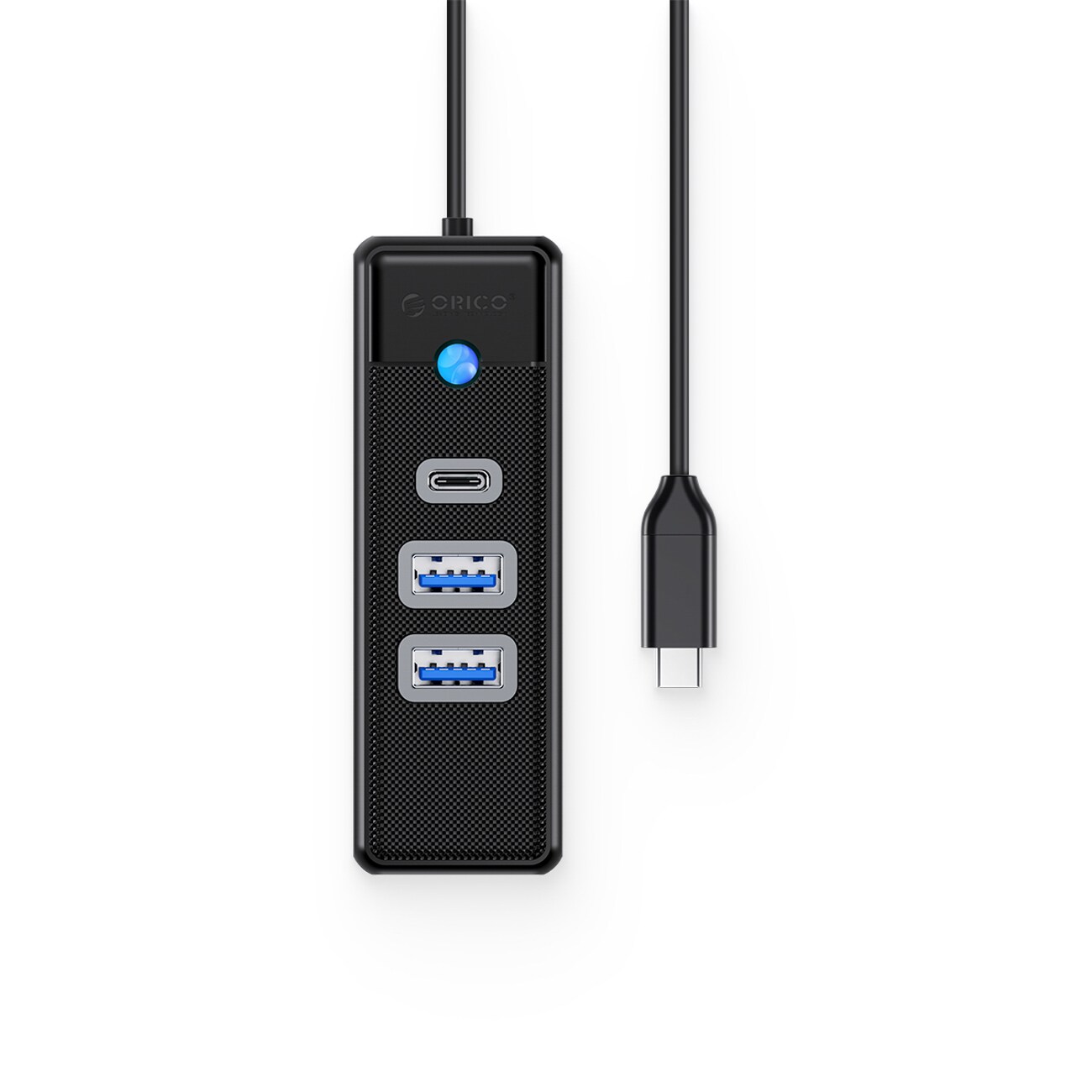 Orico PWC2U-C3 USB-hub med 3 porter: 2x USB-A 3.0, 1x USB-C 3.0, 0,15 m – svart