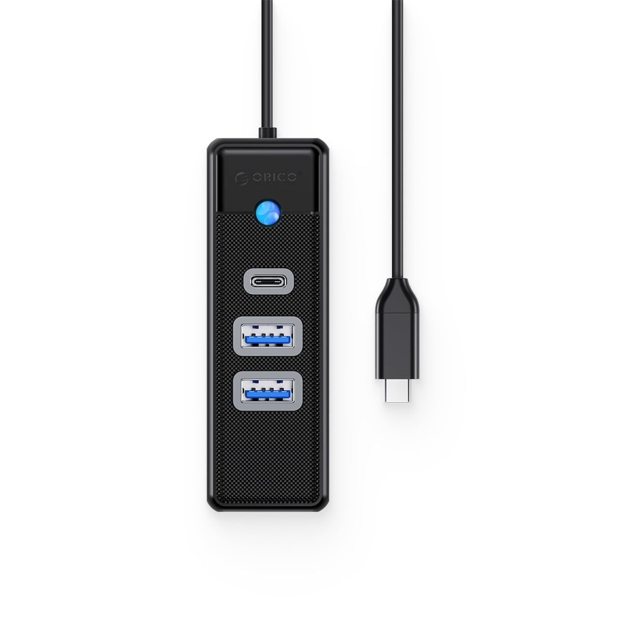 Orico PWC2U-C3 USB-hub med 3 porter: 2x USB-A 3.0, 1x USB-C 3.0, 1 m – svart