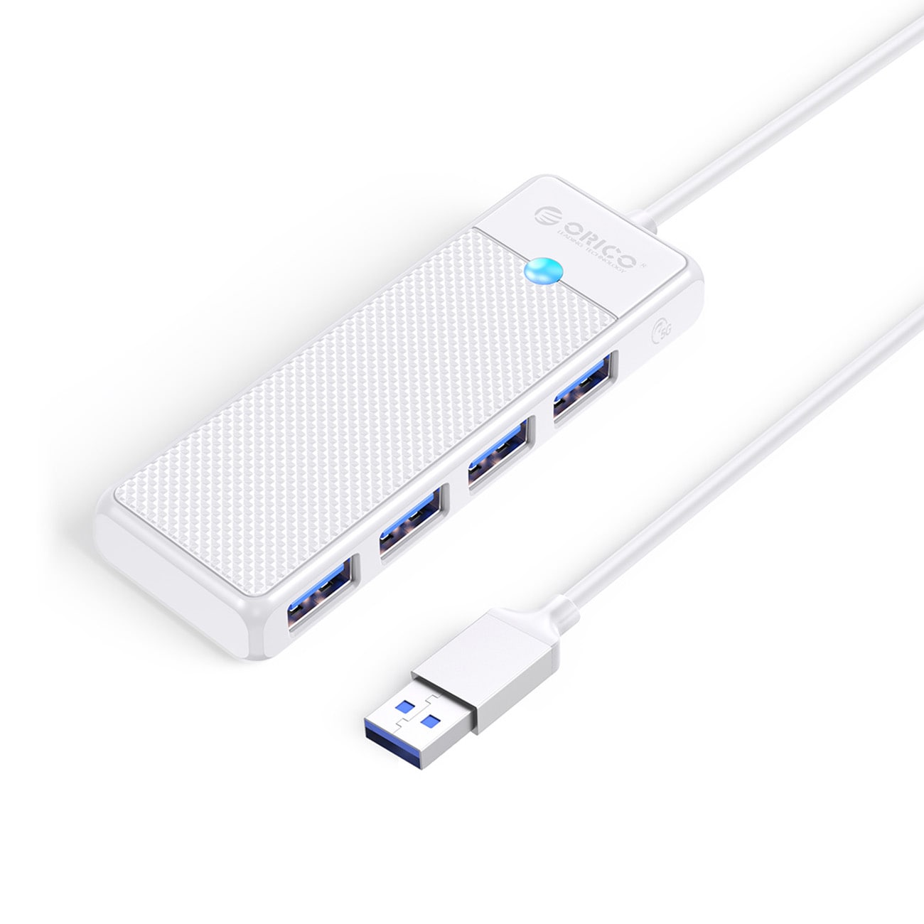 Orico PAPW4A-U3 USB-hub med 4 porter (4x USB-A 3.0), 1,8 m – hvit