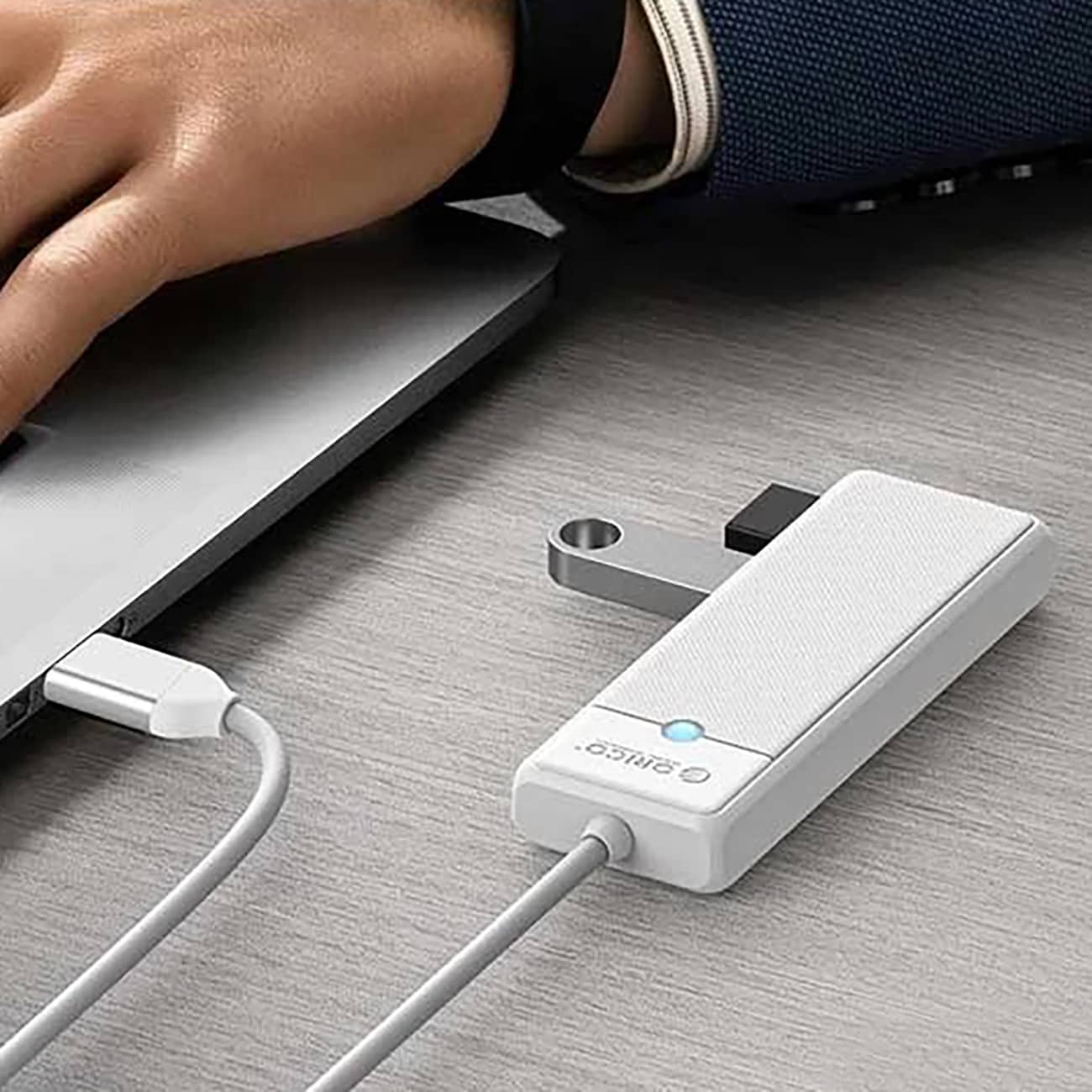 Orico PAPW4A-C3 USB-hub med 4 porter (4x USB-A 3.0), 0,5 m – hvit
