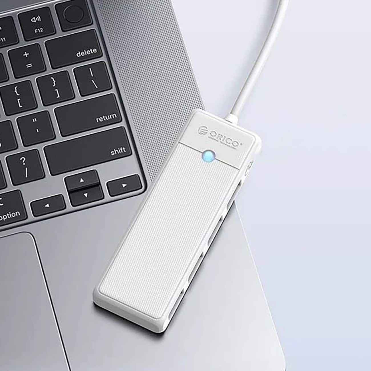 Orico PAPW4A-C3 USB-hub med 4 porter (4x USB-A 3.0), 1 m – hvit