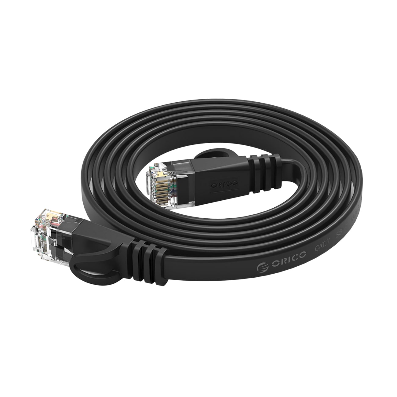 Orico PUG-C7B CAT7 10 Gbps RJ45 Ethernet-nettverkskabel, internett/LAN, flat, 5 m – svart
