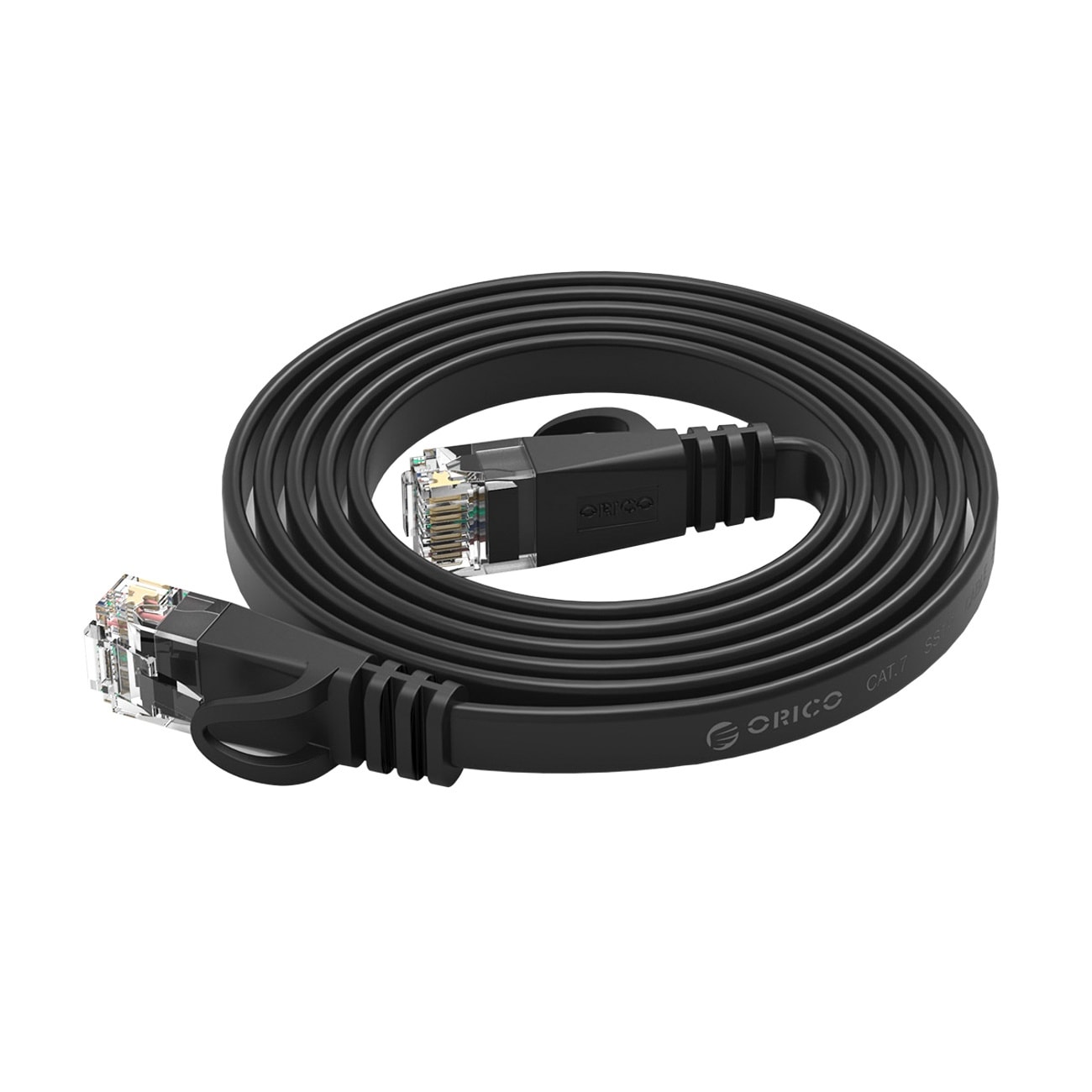 Orico PUG-C7B CAT7 10 Gbps RJ45 Ethernet-nettverkskabel for internett og LAN, flat, 15 m – svart