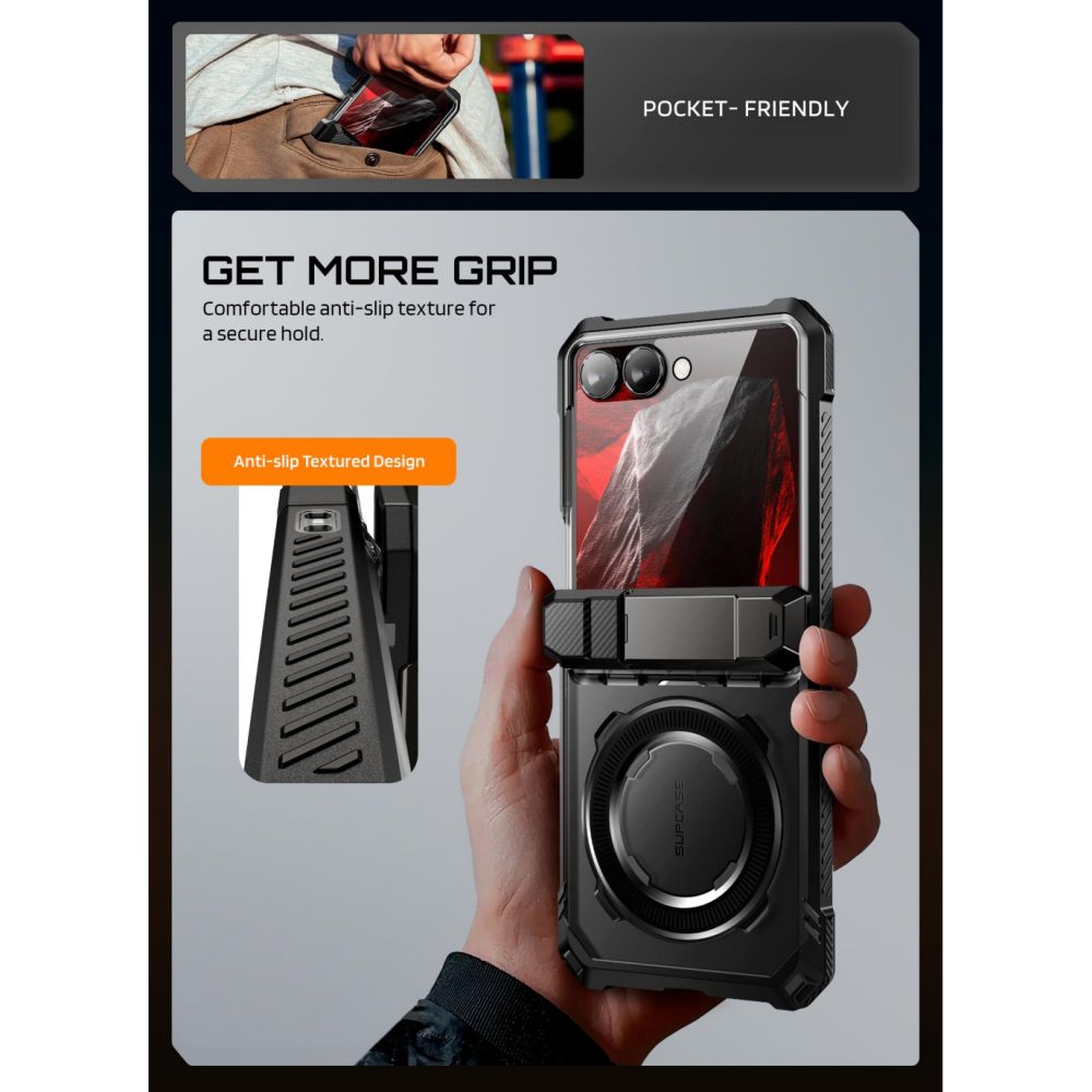 Supcase UB Grip Mag MagSafe-etui til Samsung Galaxy Z Flip 8 – svart