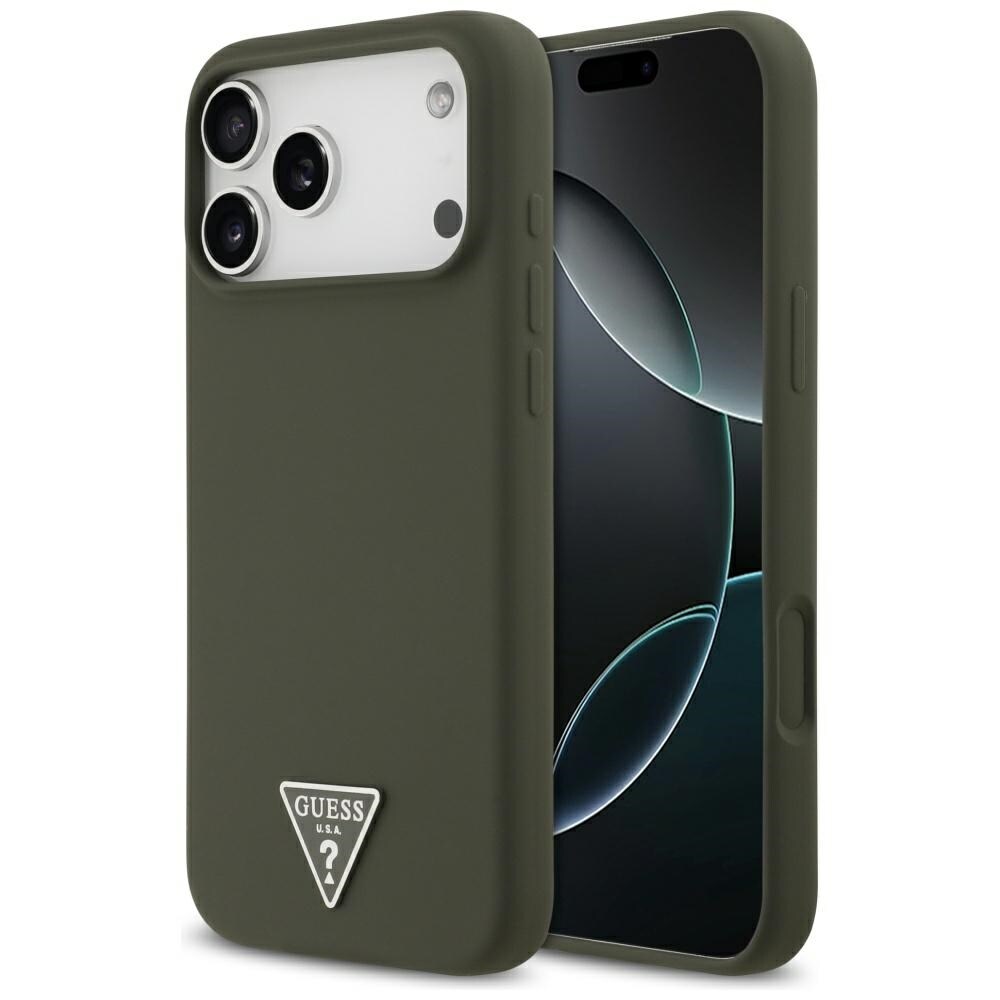 Guess MagSafe-etui med trekantet silikonlogo til iPhone 17 Pro Max – grønt