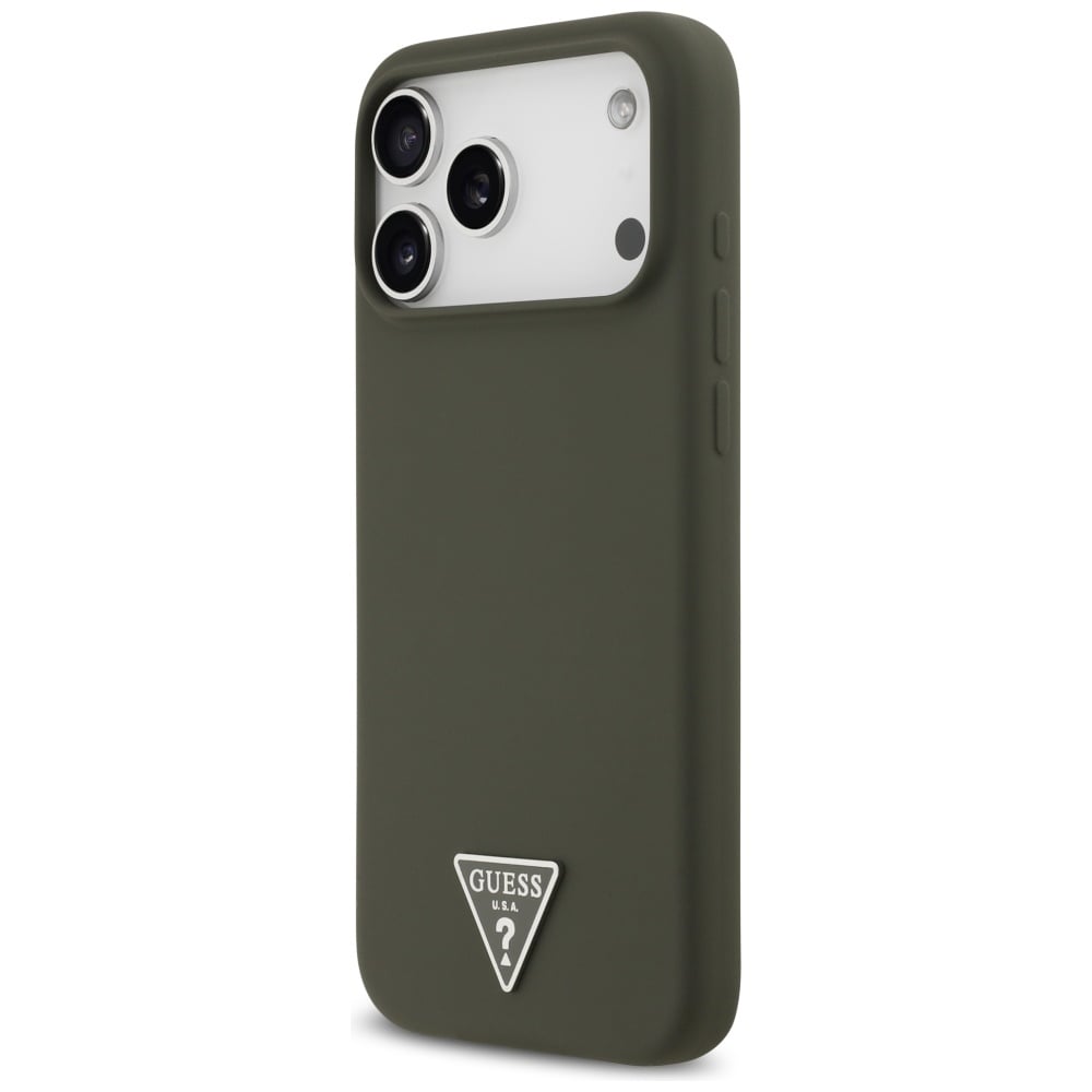 Guess MagSafe-etui med trekantet silikonlogo til iPhone 17 Pro Max – grønt