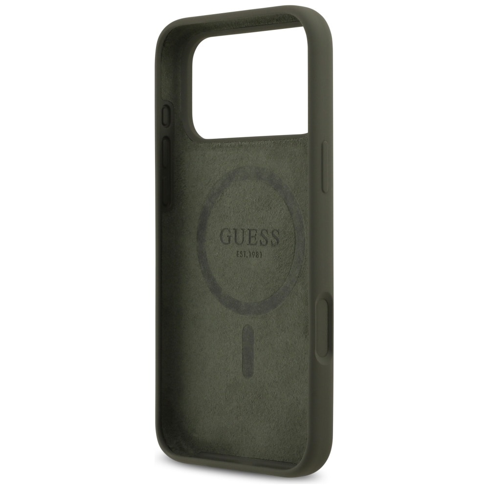 Guess MagSafe-etui med trekantet silikonlogo til iPhone 17 Pro Max – grønt
