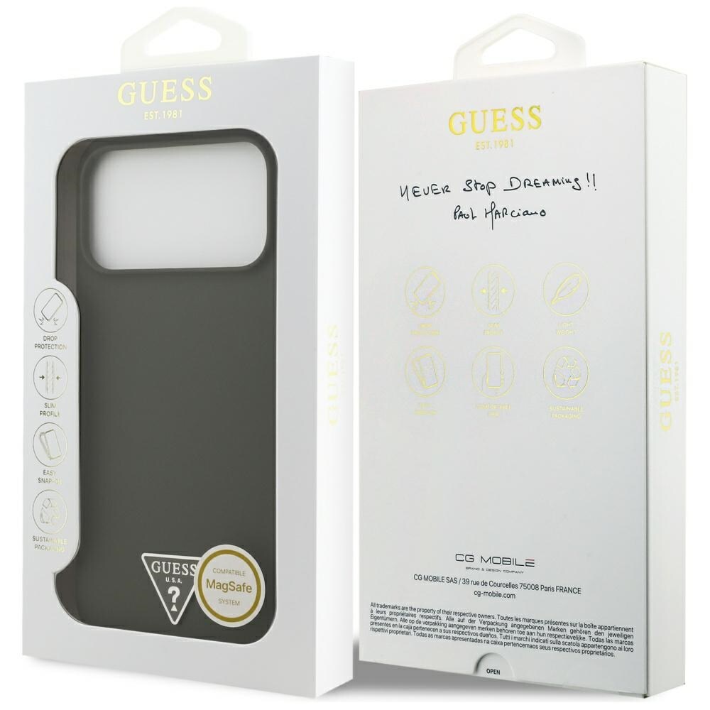 Guess MagSafe-etui med trekantet silikonlogo til iPhone 17 Pro Max – grønt