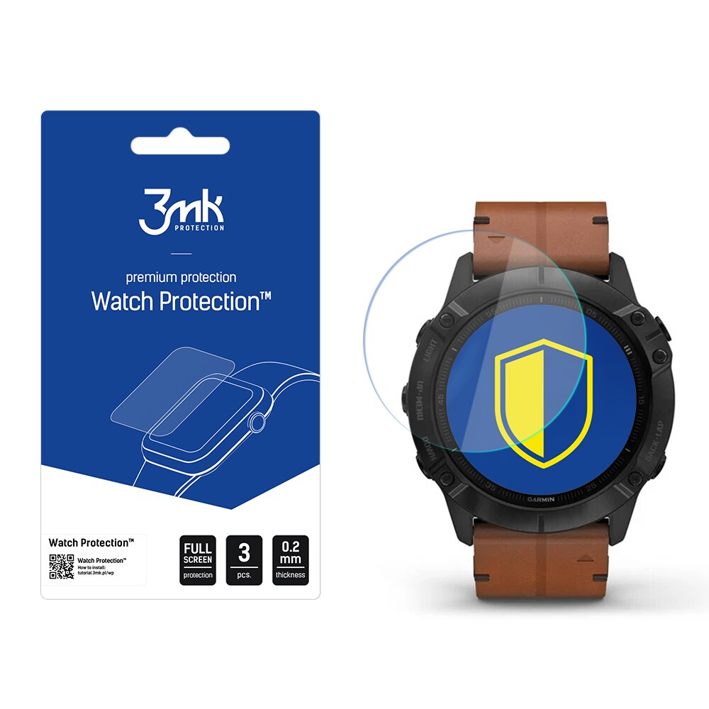 3mk Watch Protection™ v. FlexibleGlass hybridglass på Garmin Fenix 6X