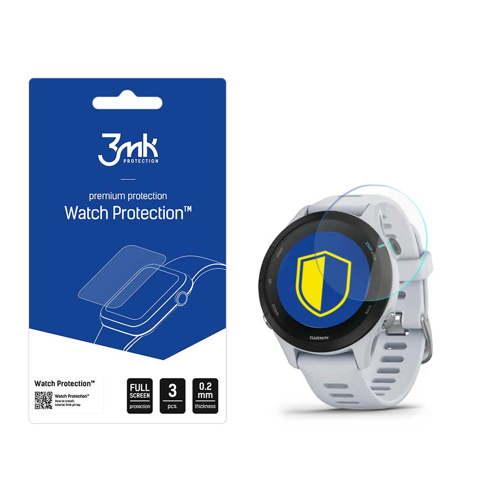 3mk Watch Protection™ v. FlexibleGlass Lite hybridglass på Garmin Forerunner 255s Music