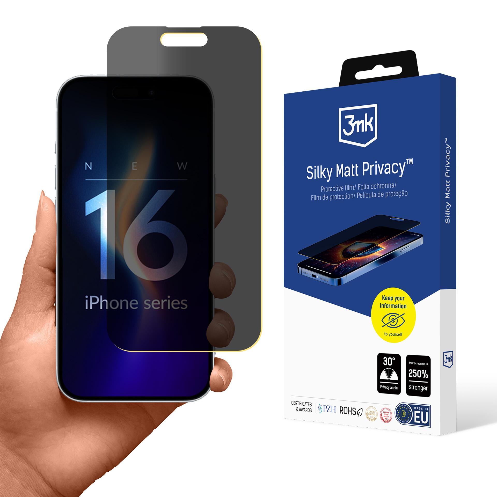Matt personvernfilm 3mk Silky Matt Privacy til iPhone 16 Plus