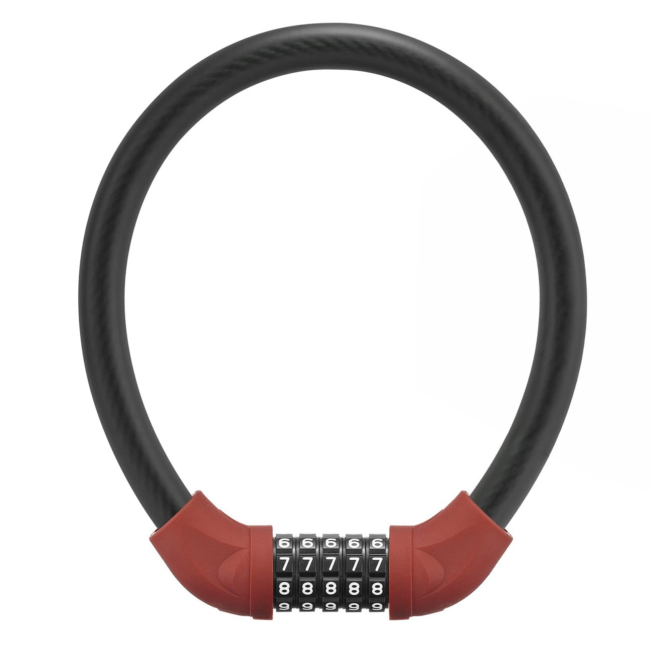 Rockbros RKS870-BK sykkellås med kode, stålkabel, 85 cm – rød