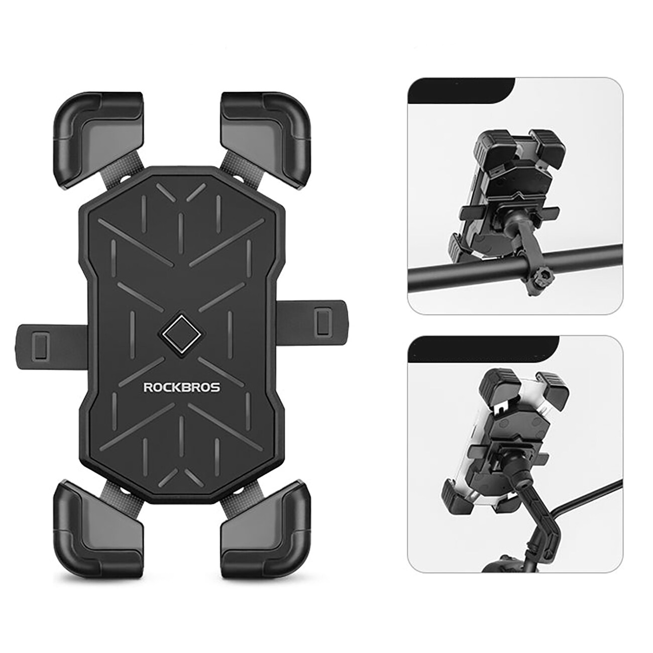 Rockbros HW-117 telefonholder med styreklemme – svart og grå