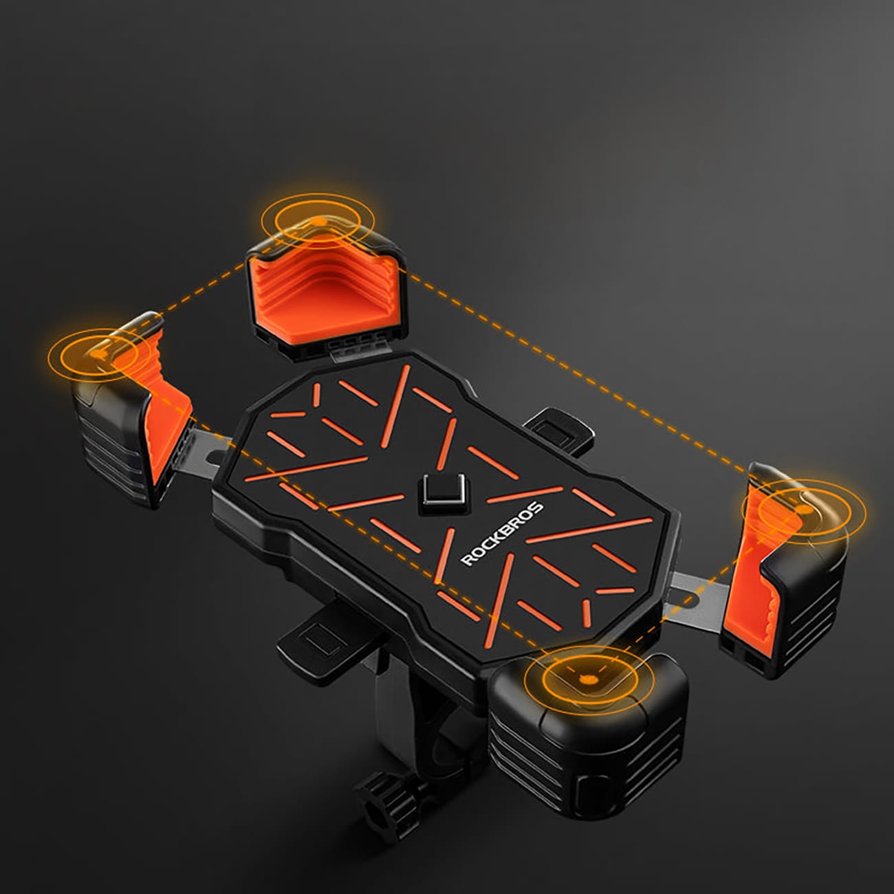 Rockbros HW-117 telefonholder med styreklemme – svart og oransje