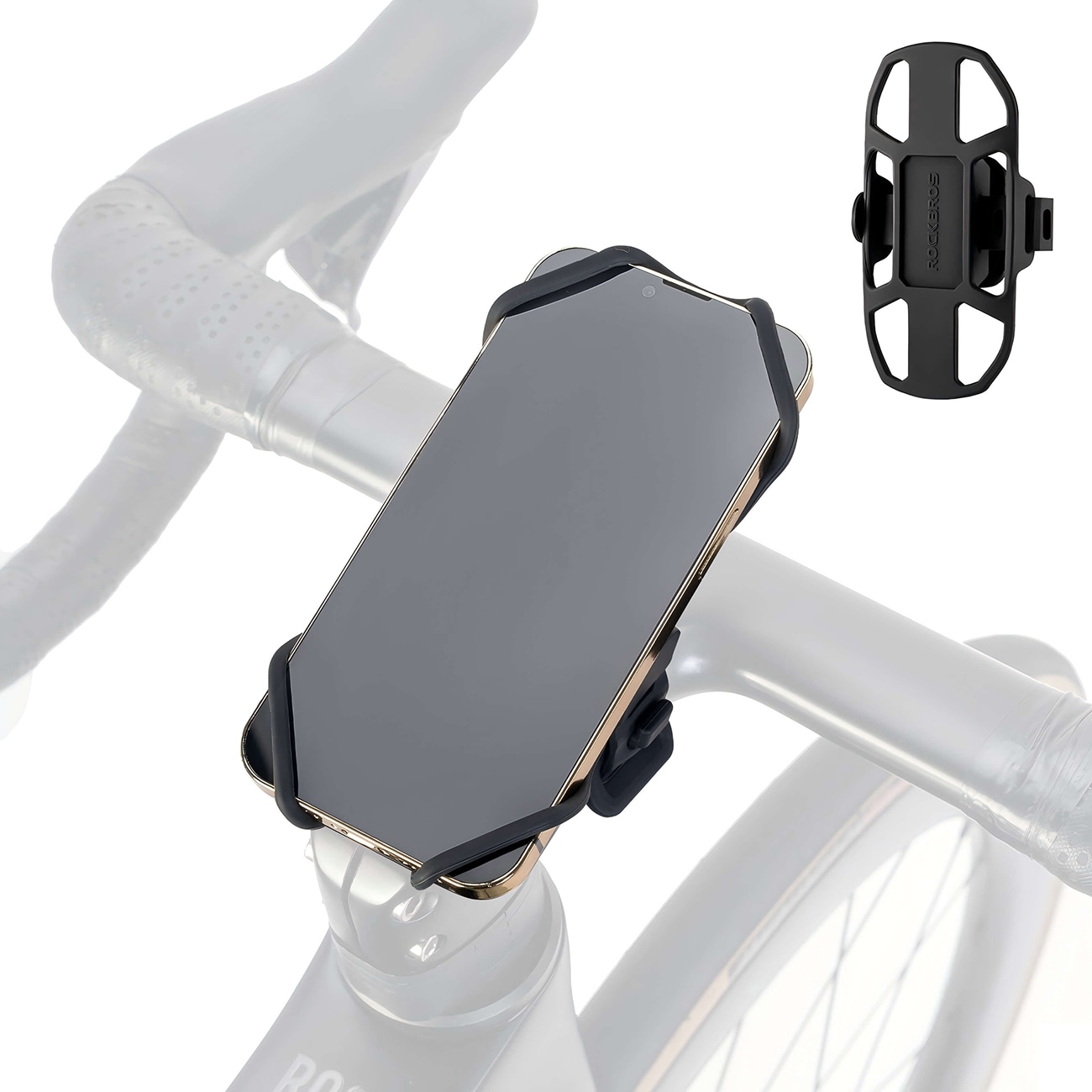 Rockbros 250015001 telefonholder med silikonklemme – svart