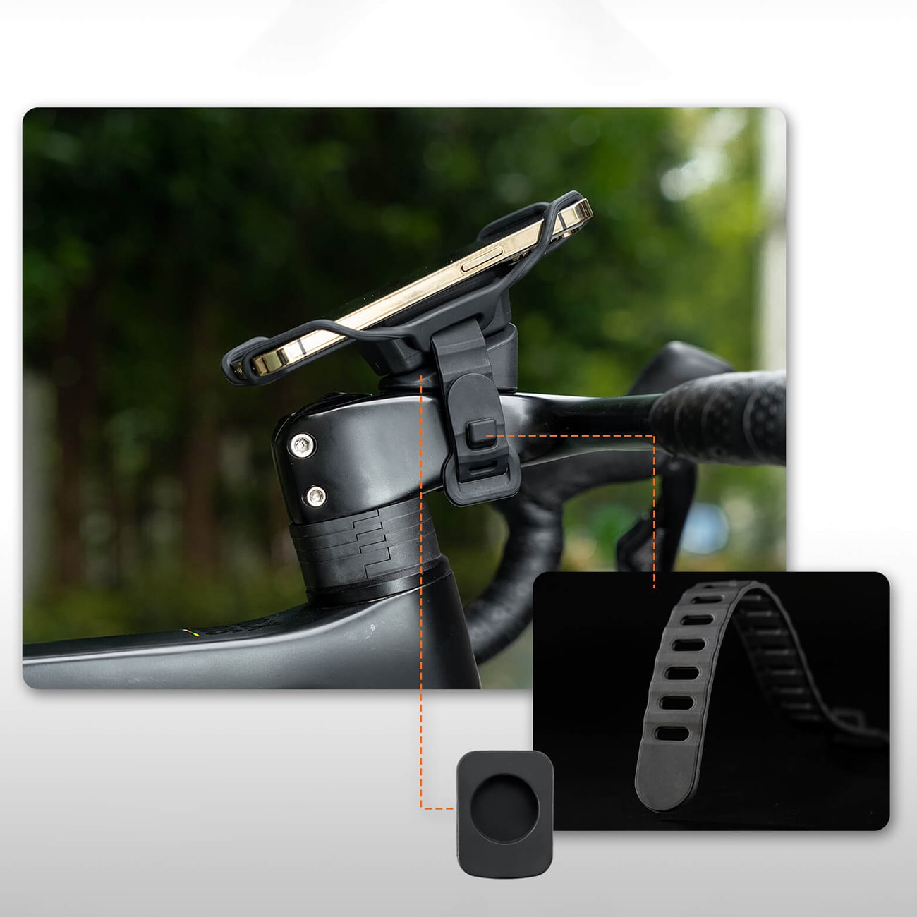 Rockbros 250015001 telefonholder med silikonklemme – svart
