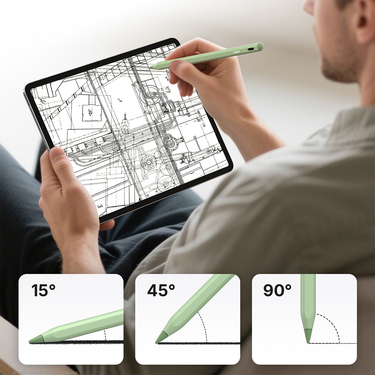Metapen A8 aktiv stylus til iPad med USB-C – grønn