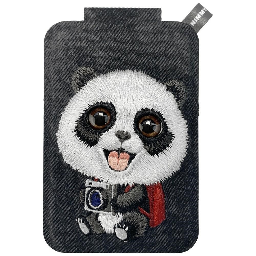 Nimmy New Big-Eye Cute Pets 2.0 Panda magnetisk lommebok med telefonstativ – svart