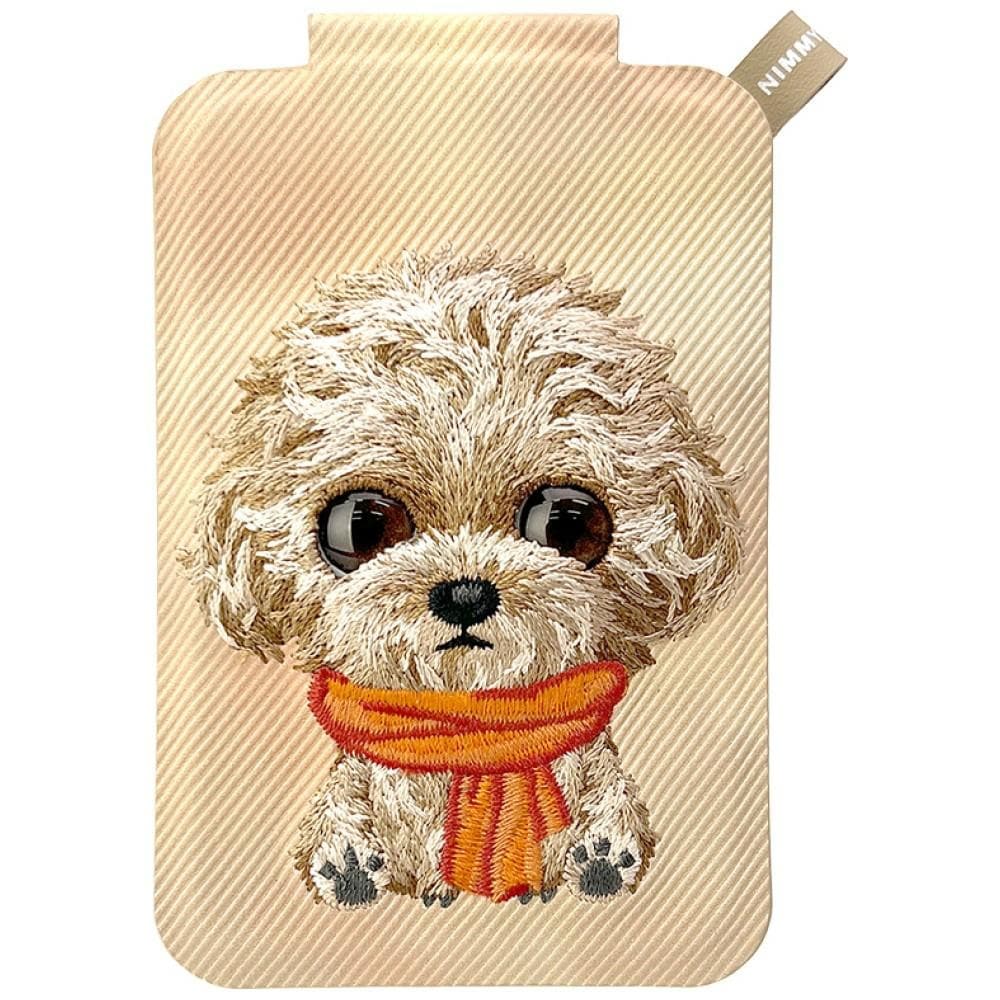 Nimmy New Big-Eye Cute Pets 2.0 – Magnetisk lommebok med hundemotiv og telefonstativ – Brun