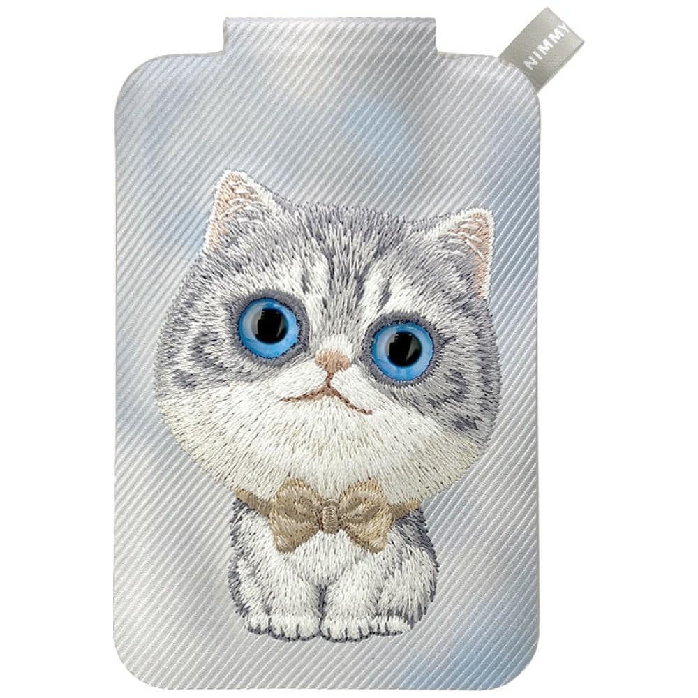 Nimmy New Big-Eye Cute Pets 2.0 Magnetisk lommebok med kattemotiv og telefonstativ – Grå