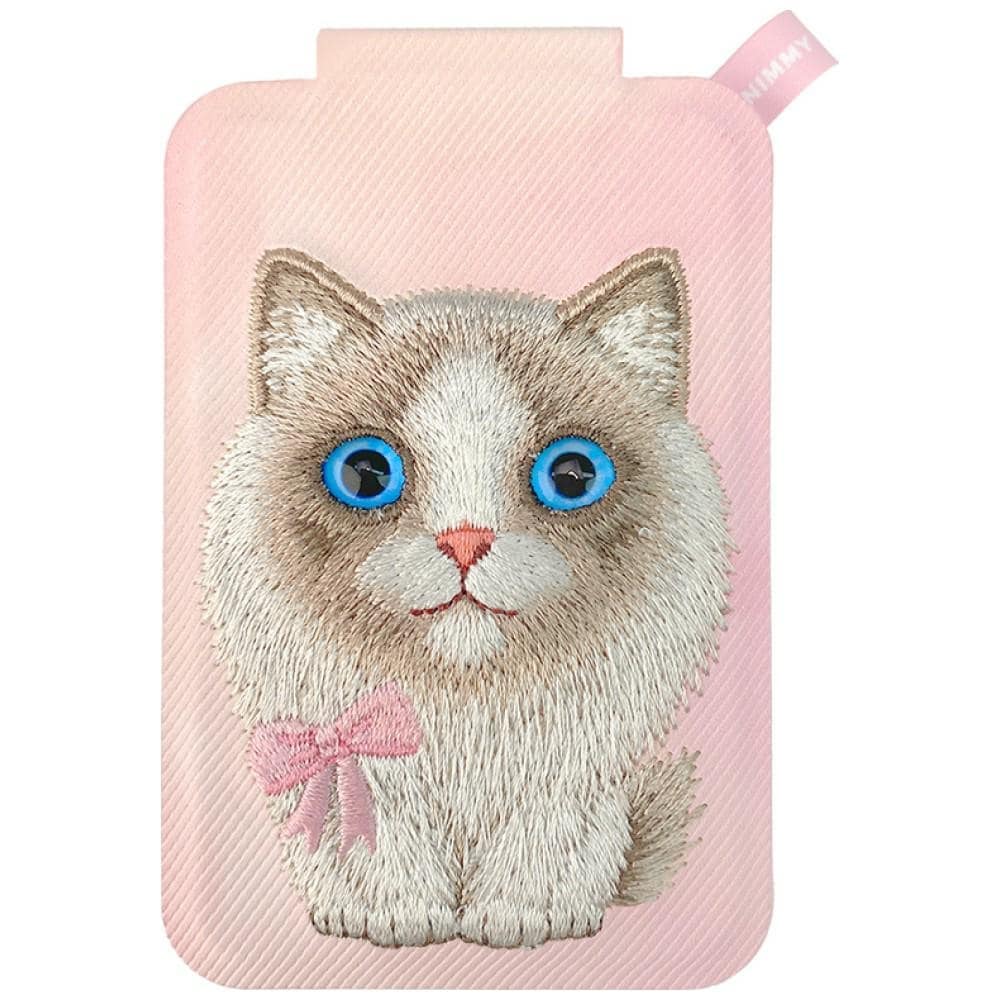 Nimmy New Big-Eye Cute Pets 2.0 Magnetisk lommebok med kattemotiv og telefonstativ – Rosa