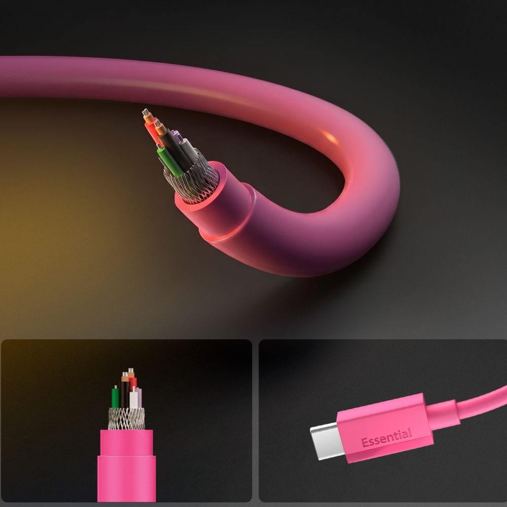 Spigen Essential EB6015CC USB-C-kabel 60 W, 100 cm – rosa