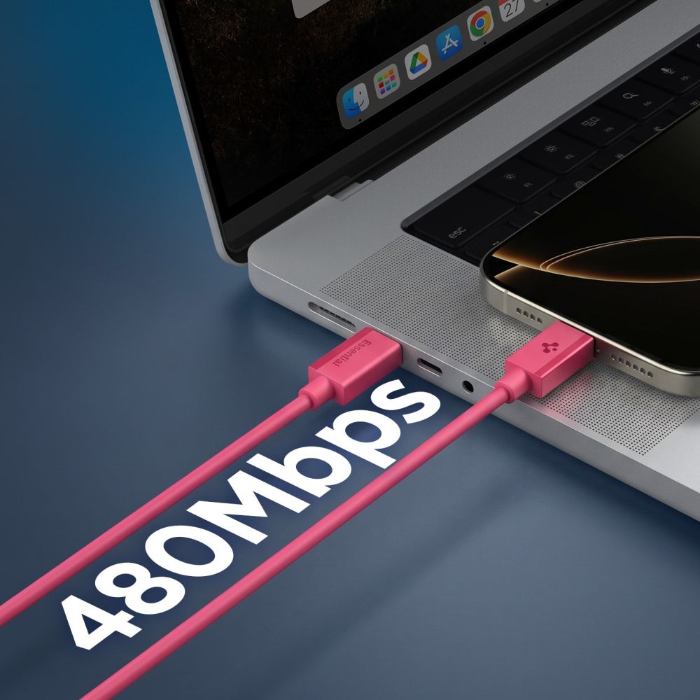 Spigen Essential EB6015CC USB-C-kabel 60 W, 100 cm – rosa
