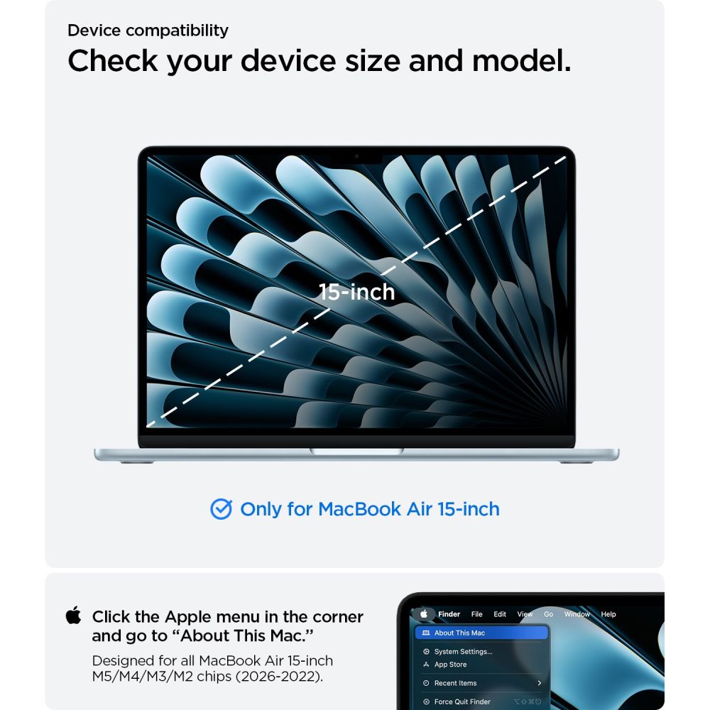 Spigen Urban Fit-etui til MacBook Air 15" 2023 / 2024 / 2025 / 2026 – Grå