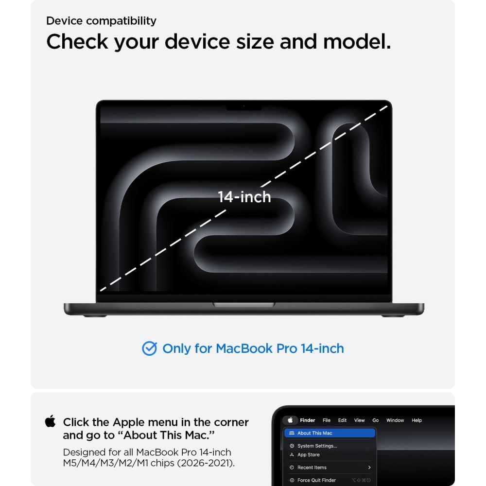 Spigen Urban Fit-etui til MacBook Pro 14" 2021 / 2023 / 2024 / 2025 / 2026 – Grå