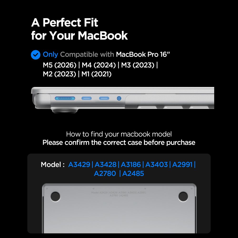 Spigen AirSkin-etui til MacBook Pro 16" 2021 / 2023 / 2024 / 2025 / 2026 – Gjennomsiktig matt