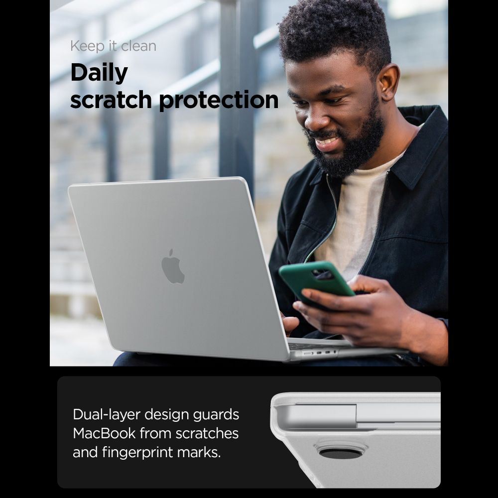 Spigen AirSkin-etui til MacBook Pro 16" 2021 / 2023 / 2024 / 2025 / 2026 – Gjennomsiktig matt