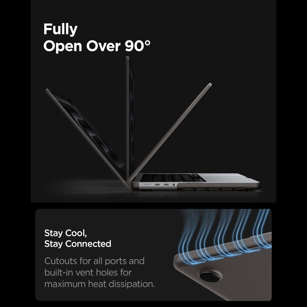 Spigen AirSkin-etui til MacBook Pro 16" 2021 / 2023 / 2024 / 2025 / 2026 – Halvgjennomsiktig