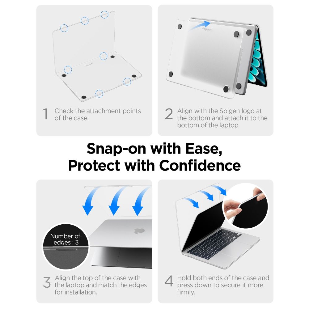 Spigen AirSkin-etui til MacBook Air 13" 2023–2024–2025–2026 – Halvgjennomsiktig