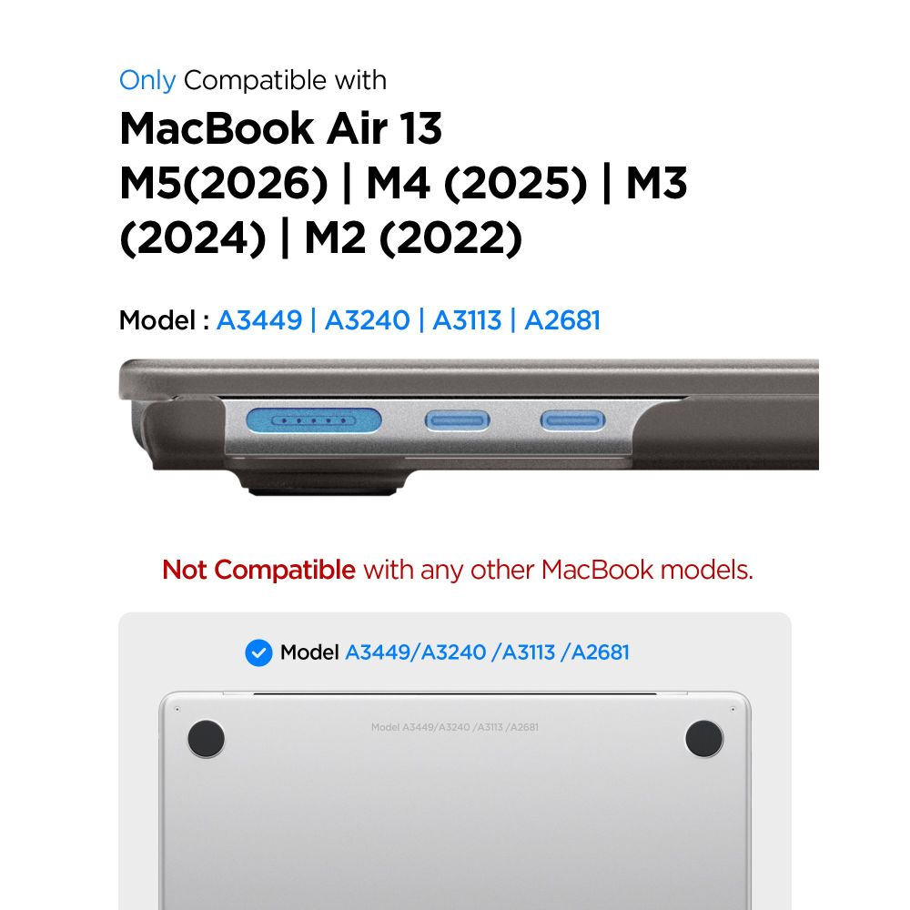 Spigen AirSkin-etui til MacBook Air 13" 2023–2024–2025–2026 – Halvgjennomsiktig