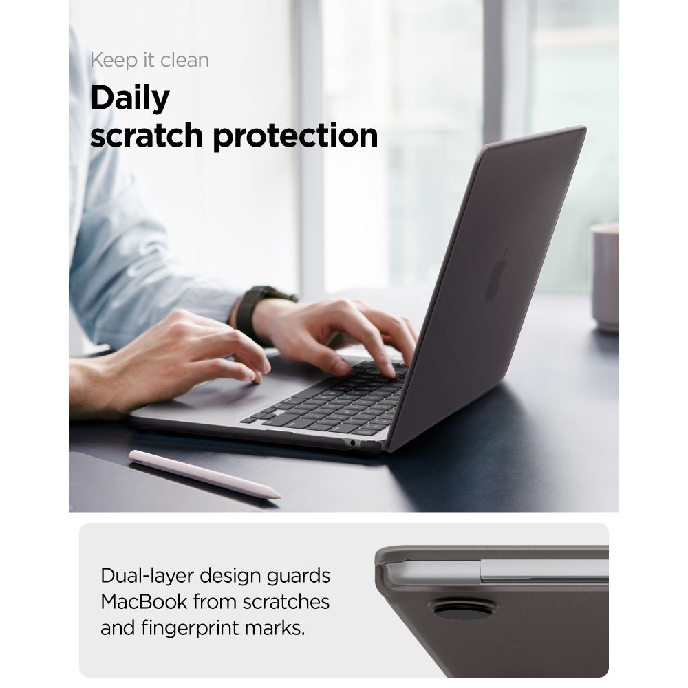 Spigen AirSkin-etui til MacBook Air 13" 2023–2024–2025–2026 – Halvgjennomsiktig