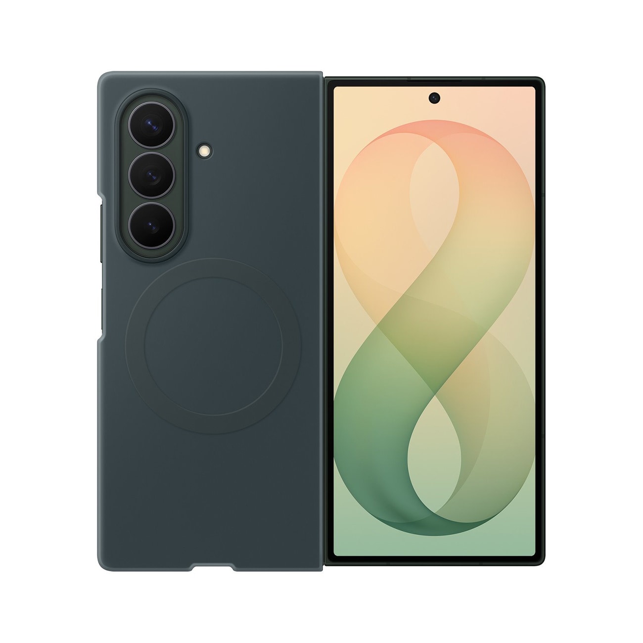 Samsung silikonetui m/magnet til Galaxy Z Fold 8, MagSafe-kompatibelt + 2 antirefleksfilmer – grønt