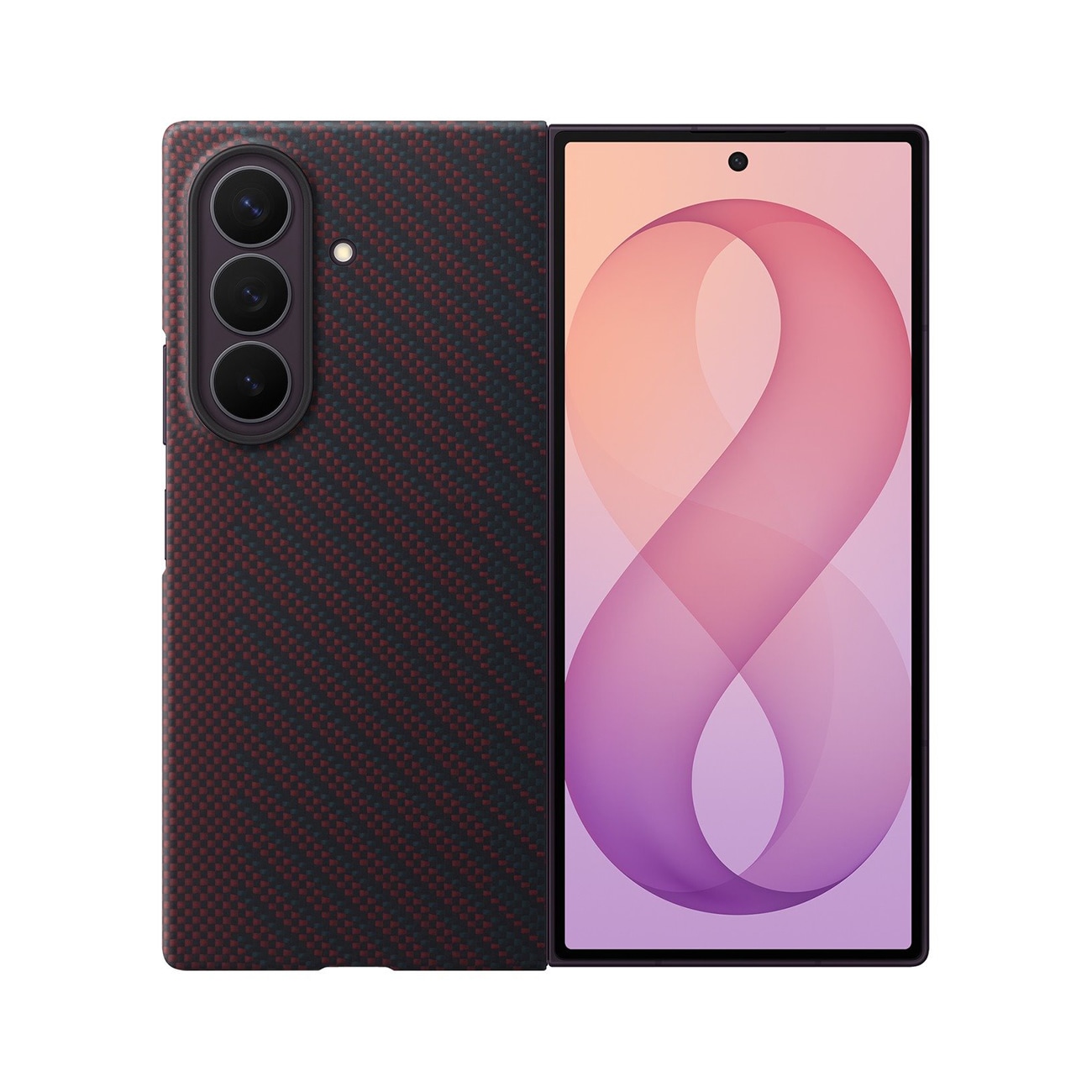 Samsung carbon magnet-etui til Galaxy Z Fold 8 Ultra, MagSafe + 2 antirefleksfilmer – rød