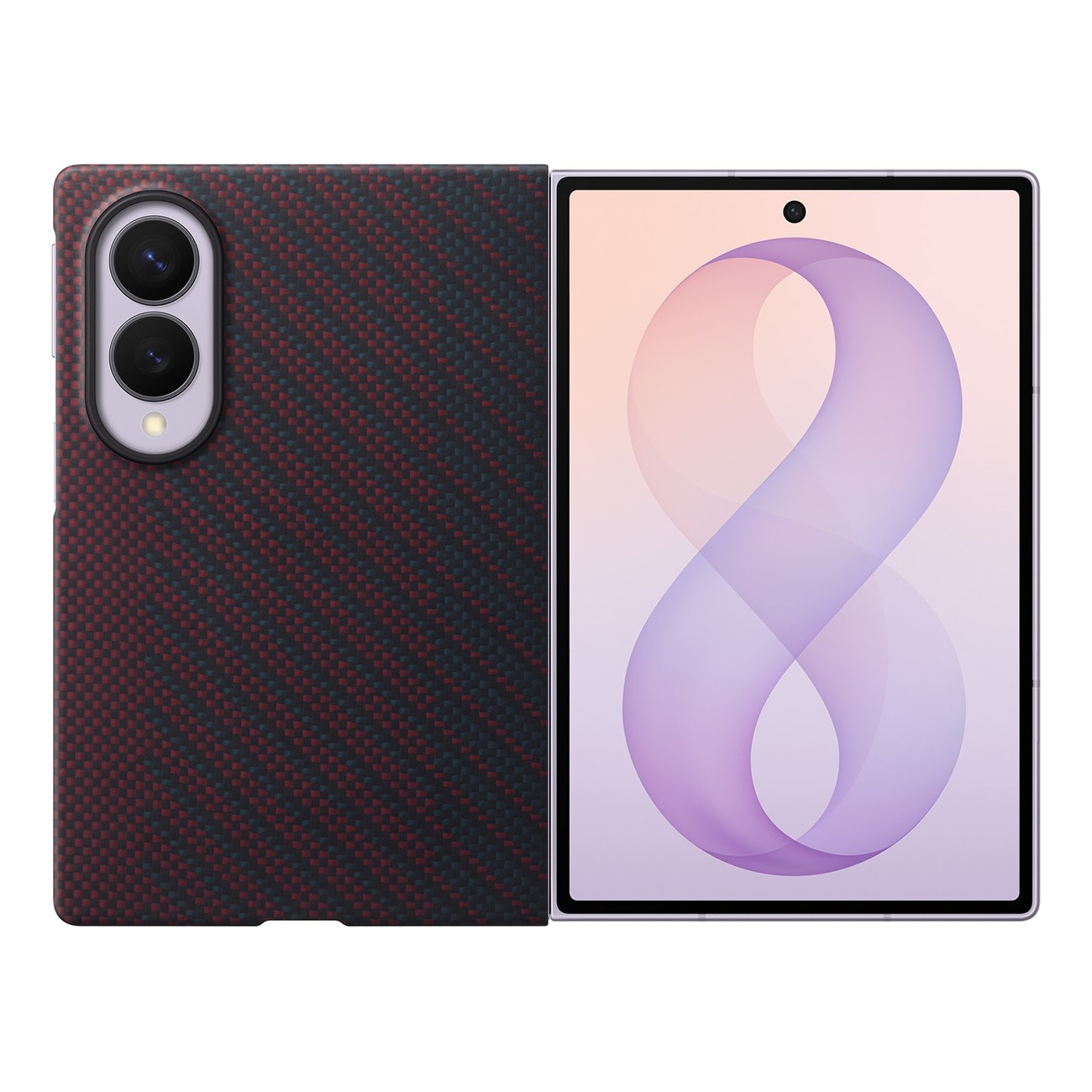 Samsung Carbon Magnet-etui til Galaxy Z Fold 8, MagSafe-kompatibelt + 2 antirefleksfilmer – rødt