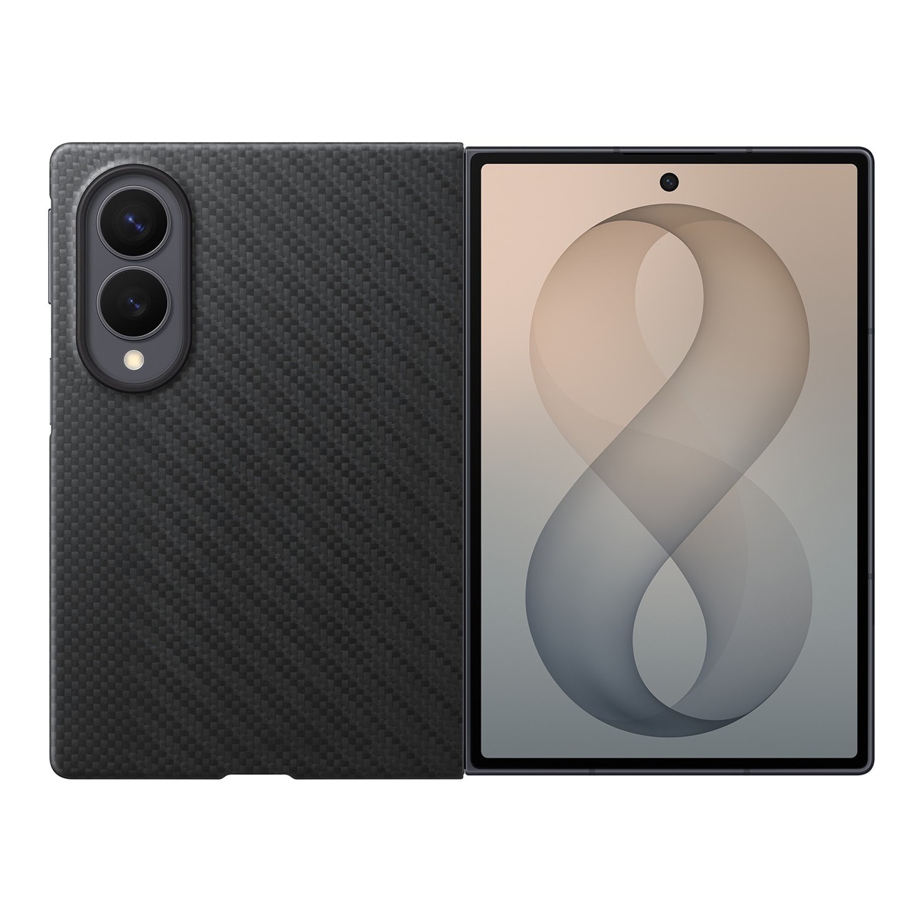 Samsung Carbon Magnet-etui til Galaxy Z Fold 8, MagSafe-kompatibelt + 2 antirefleksfilmer – svart