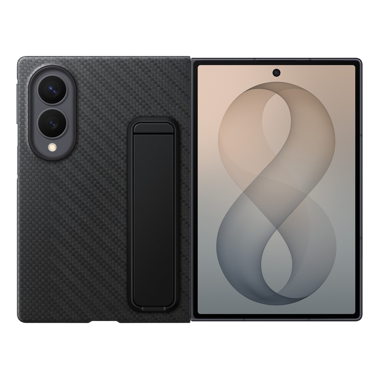 Samsung Carbon Standing Case EF-XF971SBE til Galaxy Z Fold 8 m/stativ + 2 antirefleksfilmer – svart