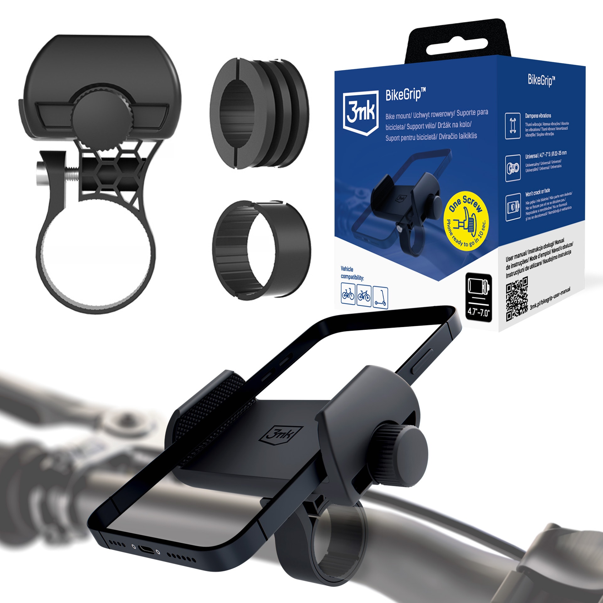 3mk BikeGrip sykkelholder for mobiltelefon – svart
