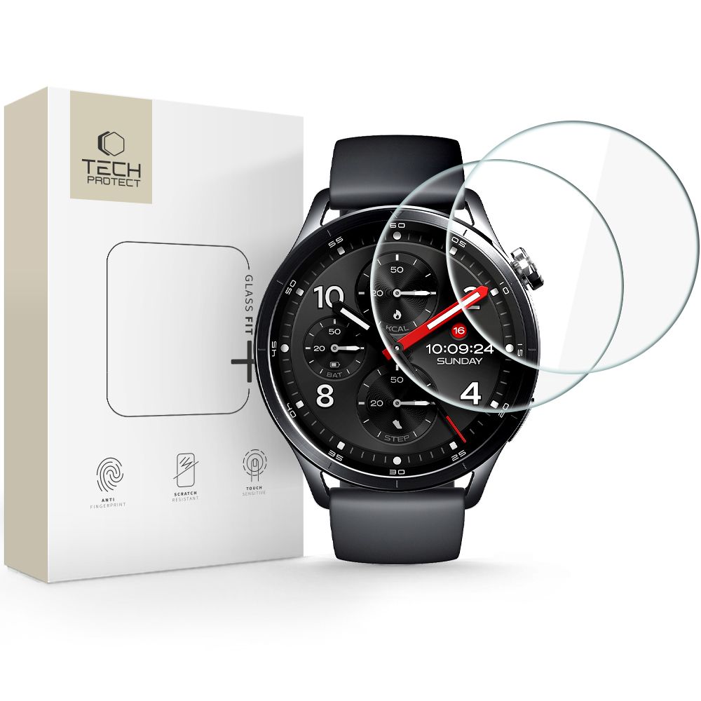Tech-Protect Glass Fit+ 2-pakning med herdet glass til Xiaomi Watch S5 46 mm