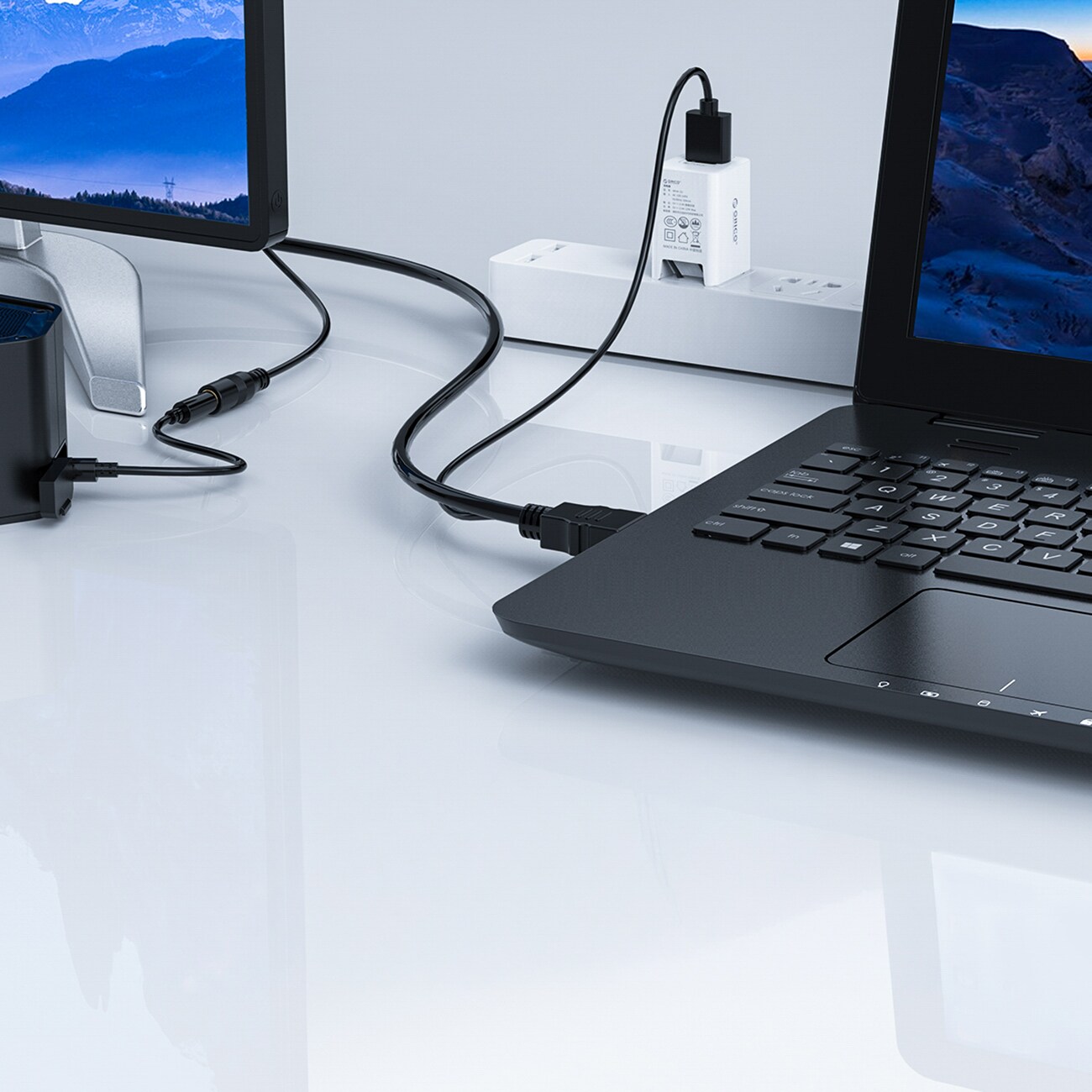 Orico XD-VATH VGA- og 3,5 mm minijack-til-HDMI Full HD 60 Hz-kabel m/USB-strøm, 5 m – svart